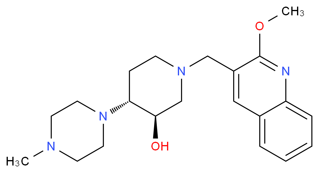 (3R*,4R*)-1-[(2-methoxy-3-quinolinyl)methyl]-4-(4-methyl-1-piperazinyl)-3-piperidinol_分子结构_CAS_)