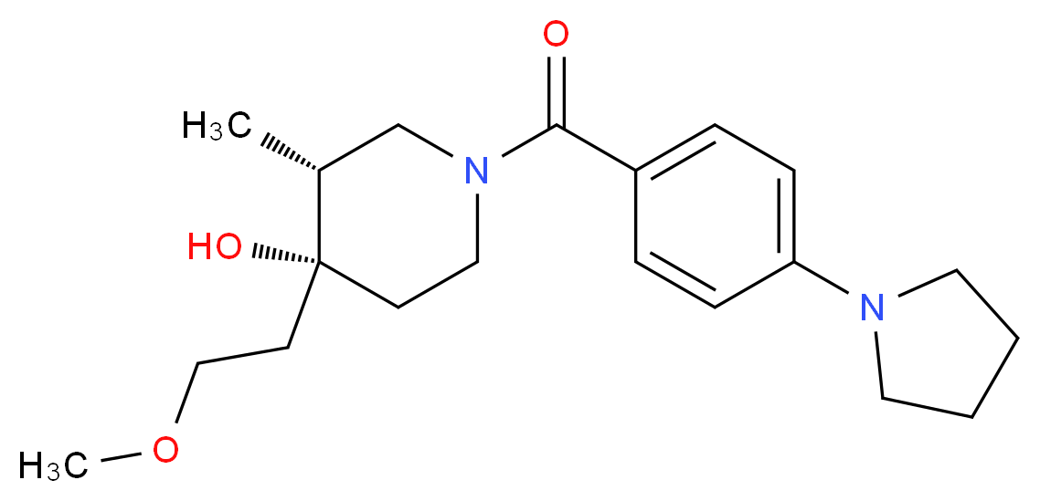 (3R*,4R*)-4-(2-methoxyethyl)-3-methyl-1-(4-pyrrolidin-1-ylbenzoyl)piperidin-4-ol_分子结构_CAS_)