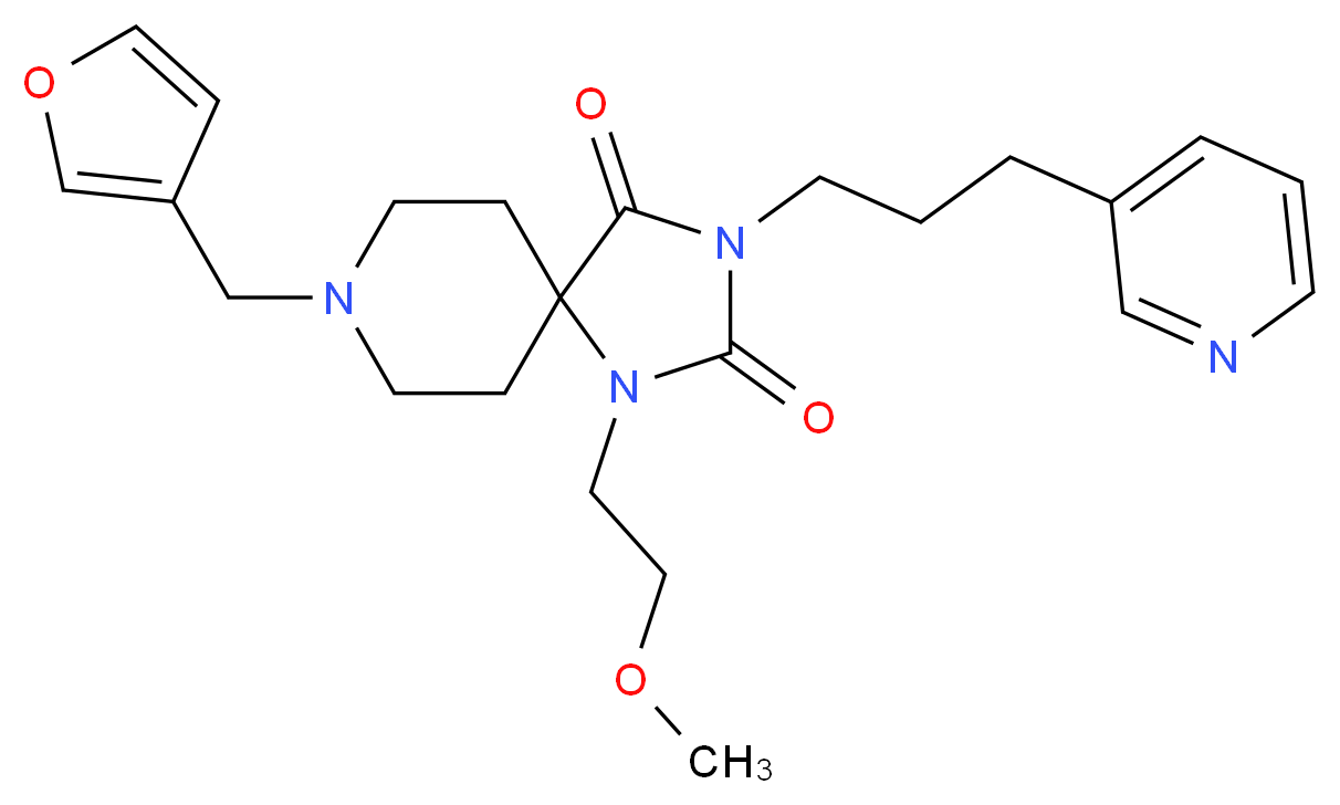 8-(3-furylmethyl)-1-(2-methoxyethyl)-3-[3-(3-pyridinyl)propyl]-1,3,8-triazaspiro[4.5]decane-2,4-dione_分子结构_CAS_)