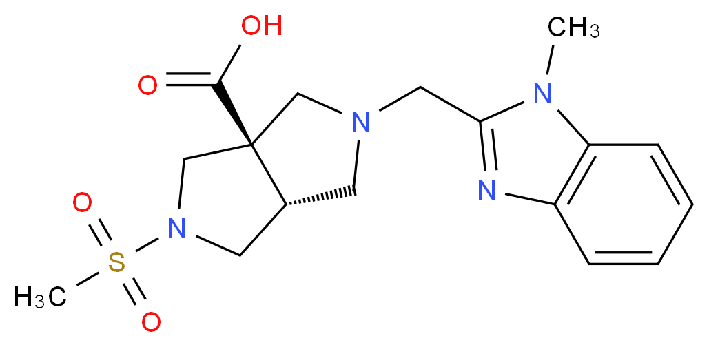 (3aR*,6aR*)-2-[(1-methyl-1H-benzimidazol-2-yl)methyl]-5-(methylsulfonyl)hexahydropyrrolo[3,4-c]pyrrole-3a(1H)-carboxylic acid_分子结构_CAS_)