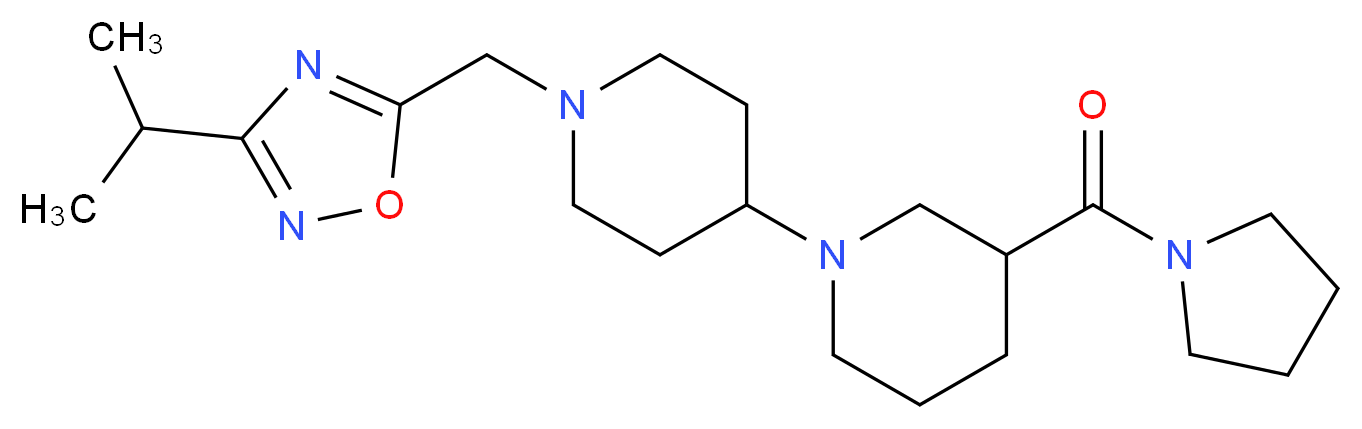 1'-[(3-isopropyl-1,2,4-oxadiazol-5-yl)methyl]-3-(pyrrolidin-1-ylcarbonyl)-1,4'-bipiperidine_分子结构_CAS_)