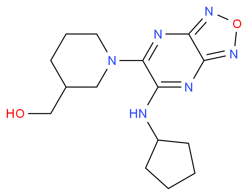 {1-[6-(cyclopentylamino)[1,2,5]oxadiazolo[3,4-b]pyrazin-5-yl]-3-piperidinyl}methanol_分子结构_CAS_)
