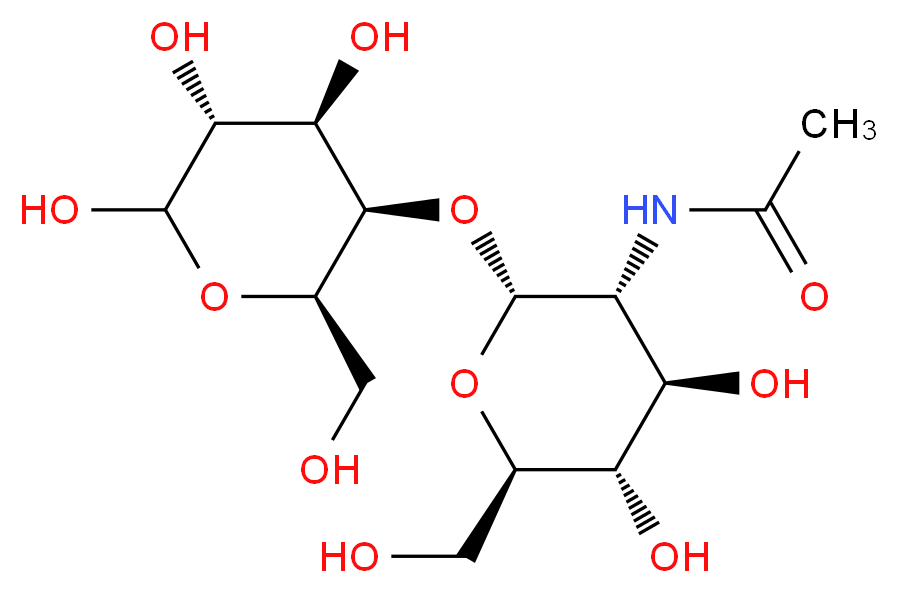 N-[(2R,3R,4R,5S,6R)-4,5-dihydroxy-6-(hydroxymethyl)-2-{[(2R,3R,4R,5R)-4,5,6-trihydroxy-2-(hydroxymethyl)oxan-3-yl]oxy}oxan-3-yl]acetamide_分子结构_CAS_76909-76-7