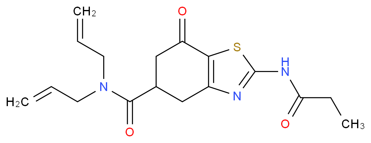 N,N-diallyl-7-oxo-2-(propionylamino)-4,5,6,7-tetrahydro-1,3-benzothiazole-5-carboxamide_分子结构_CAS_)