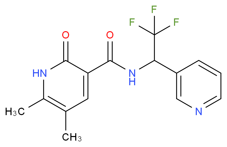 5,6-dimethyl-2-oxo-N-(2,2,2-trifluoro-1-pyridin-3-ylethyl)-1,2-dihydropyridine-3-carboxamide_分子结构_CAS_)