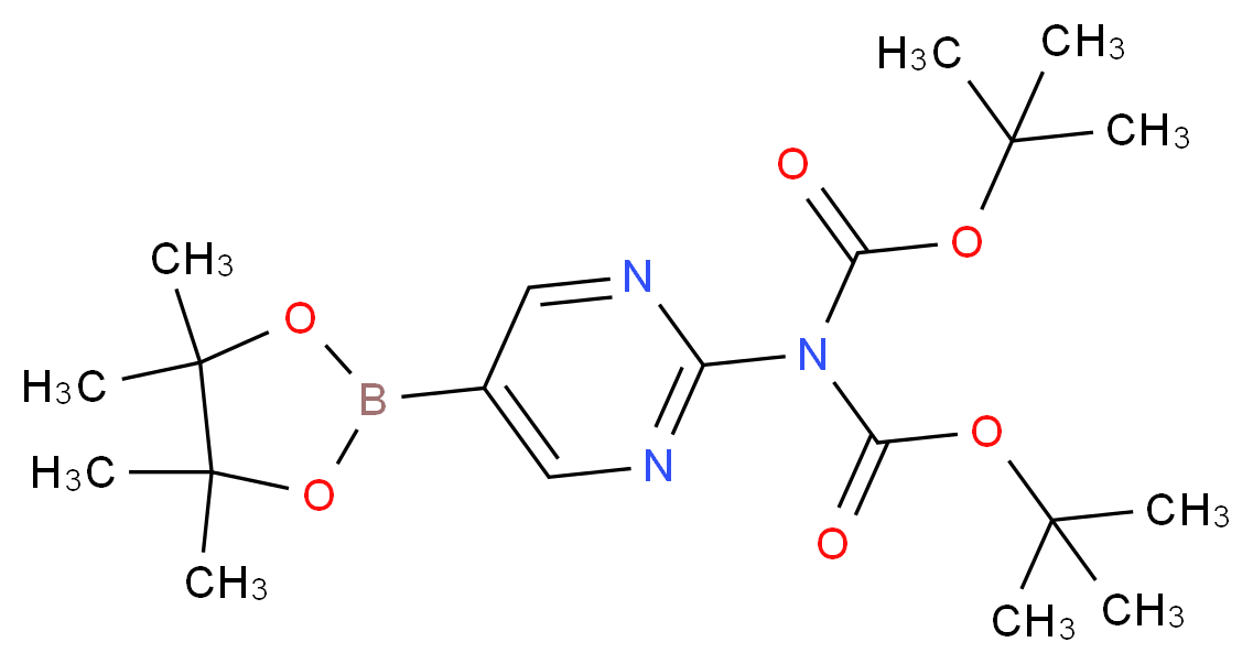 2-(N,N-BisBoc-amino)pyrimidine-5-boronic acid, pinacol ester_分子结构_CAS_1190423-36-9)