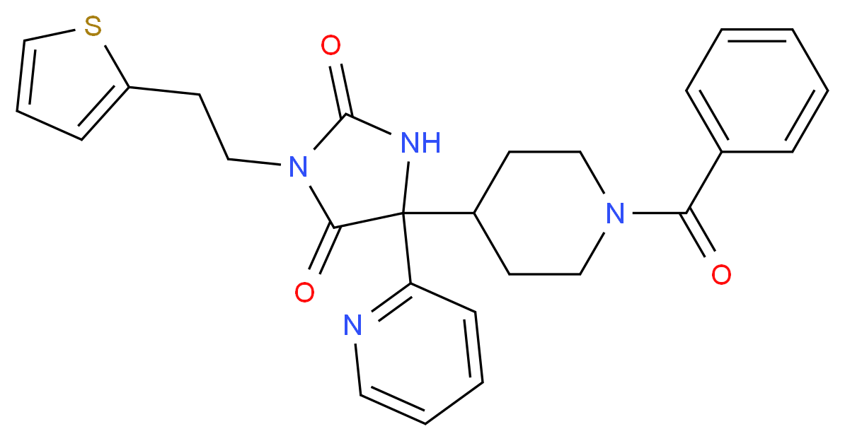 5-(1-benzoyl-4-piperidinyl)-5-(2-pyridinyl)-3-[2-(2-thienyl)ethyl]-2,4-imidazolidinedione_分子结构_CAS_)