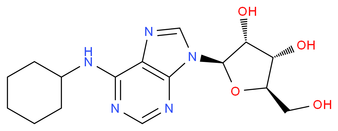 (2R,3R,4S,5R)-2-[6-(cyclohexylamino)-9H-purin-9-yl]-5-(hydroxymethyl)oxolane-3,4-diol_分子结构_CAS_36396-99-3