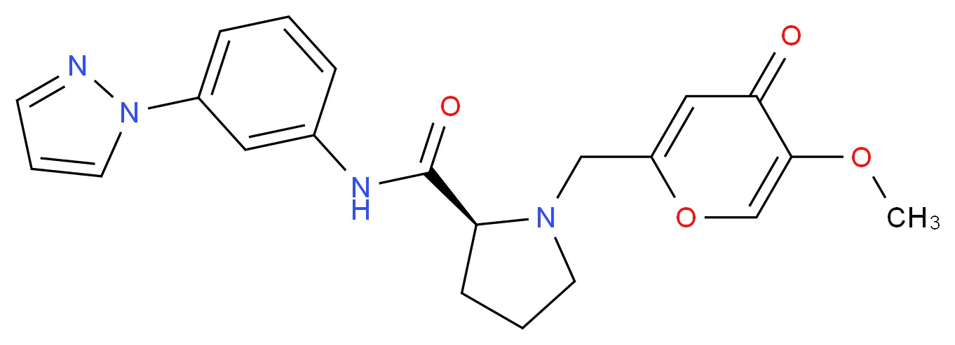 1-[(5-methoxy-4-oxo-4H-pyran-2-yl)methyl]-N-[3-(1H-pyrazol-1-yl)phenyl]-L-prolinamide_分子结构_CAS_)