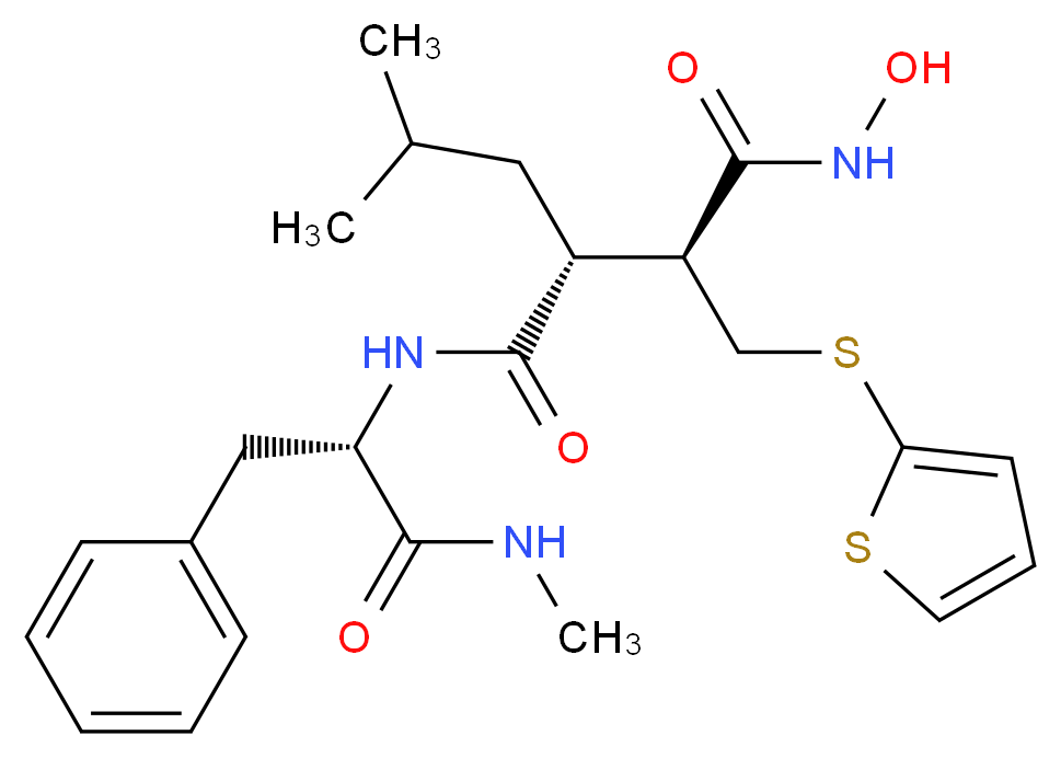 (2R,3S)-N-hydroxy-N'-[(1S)-1-(methylcarbamoyl)-2-phenylethyl]-2-(2-methylpropyl)-3-[(thiophen-2-ylsulfanyl)methyl]butanediamide_分子结构_CAS_130370-60-4