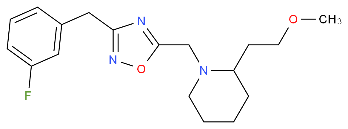 1-{[3-(3-fluorobenzyl)-1,2,4-oxadiazol-5-yl]methyl}-2-(2-methoxyethyl)piperidine_分子结构_CAS_)