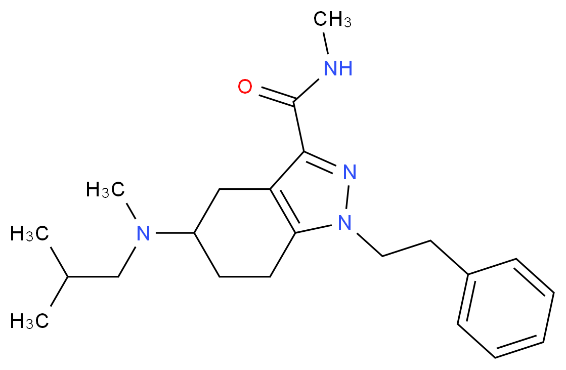 5-[isobutyl(methyl)amino]-N-methyl-1-(2-phenylethyl)-4,5,6,7-tetrahydro-1H-indazole-3-carboxamide_分子结构_CAS_)