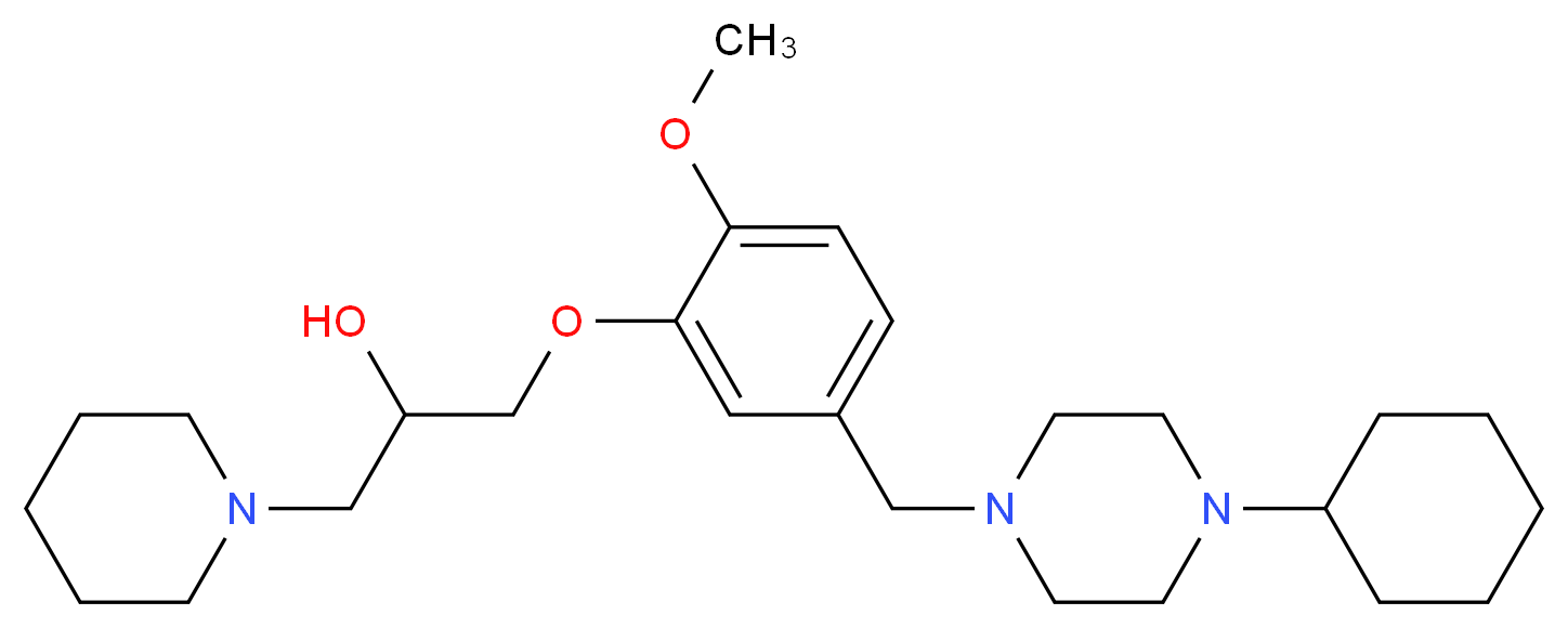 1-{5-[(4-cyclohexyl-1-piperazinyl)methyl]-2-methoxyphenoxy}-3-(1-piperidinyl)-2-propanol_分子结构_CAS_)