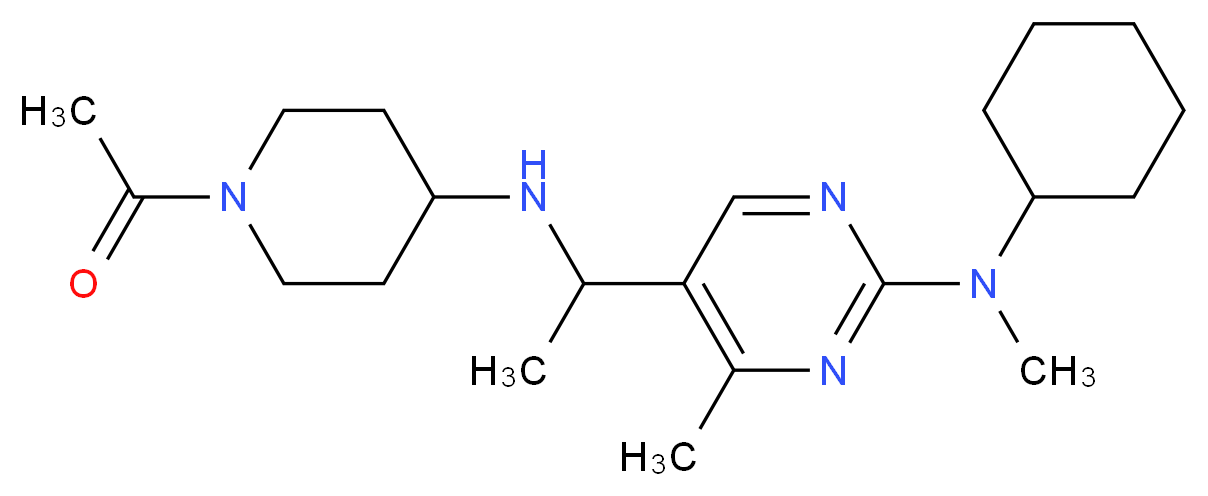 5-{1-[(1-acetyl-4-piperidinyl)amino]ethyl}-N-cyclohexyl-N,4-dimethyl-2-pyrimidinamine_分子结构_CAS_)
