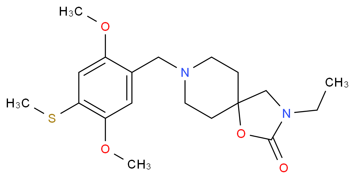 8-[2,5-dimethoxy-4-(methylthio)benzyl]-3-ethyl-1-oxa-3,8-diazaspiro[4.5]decan-2-one_分子结构_CAS_)