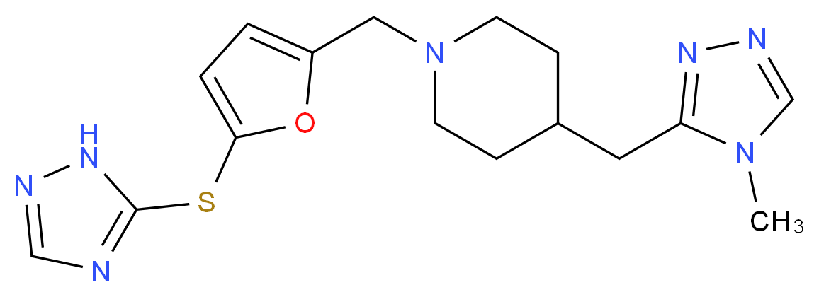 4-[(4-methyl-4H-1,2,4-triazol-3-yl)methyl]-1-{[5-(1H-1,2,4-triazol-5-ylthio)-2-furyl]methyl}piperidine_分子结构_CAS_)