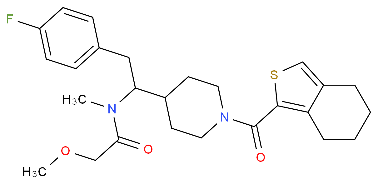 N-{2-(4-fluorophenyl)-1-[1-(4,5,6,7-tetrahydro-2-benzothien-1-ylcarbonyl)-4-piperidinyl]ethyl}-2-methoxy-N-methylacetamide_分子结构_CAS_)
