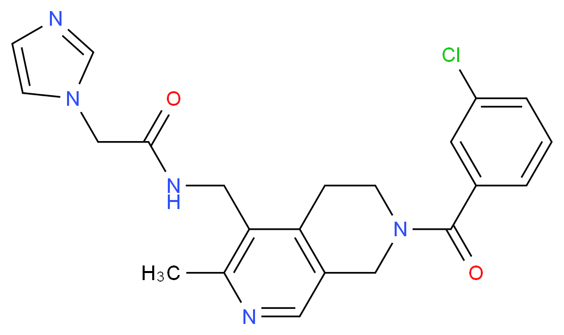 N-{[7-(3-chlorobenzoyl)-3-methyl-5,6,7,8-tetrahydro-2,7-naphthyridin-4-yl]methyl}-2-(1H-imidazol-1-yl)acetamide_分子结构_CAS_)