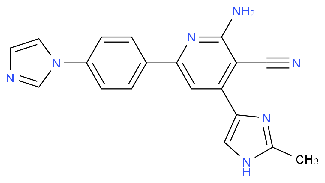 2-amino-6-[4-(1H-imidazol-1-yl)phenyl]-4-(2-methyl-1H-imidazol-4-yl)nicotinonitrile_分子结构_CAS_)