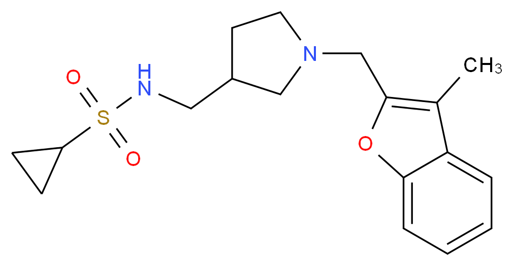 N-({1-[(3-methyl-1-benzofuran-2-yl)methyl]pyrrolidin-3-yl}methyl)cyclopropanesulfonamide_分子结构_CAS_)