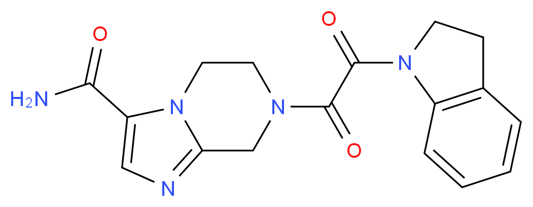 7-[2,3-dihydro-1H-indol-1-yl(oxo)acetyl]-5,6,7,8-tetrahydroimidazo[1,2-a]pyrazine-3-carboxamide_分子结构_CAS_)