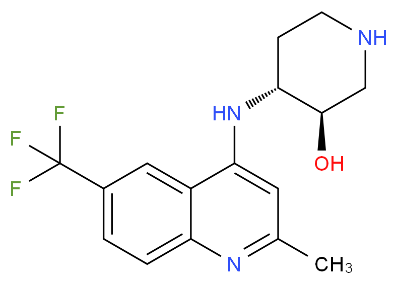(3R*,4R*)-4-{[2-methyl-6-(trifluoromethyl)quinolin-4-yl]amino}piperidin-3-ol_分子结构_CAS_)