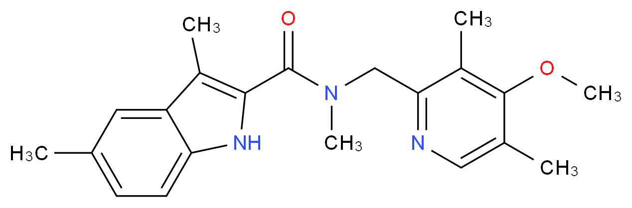 N-[(4-methoxy-3,5-dimethyl-2-pyridinyl)methyl]-N,3,5-trimethyl-1H-indole-2-carboxamide_分子结构_CAS_)