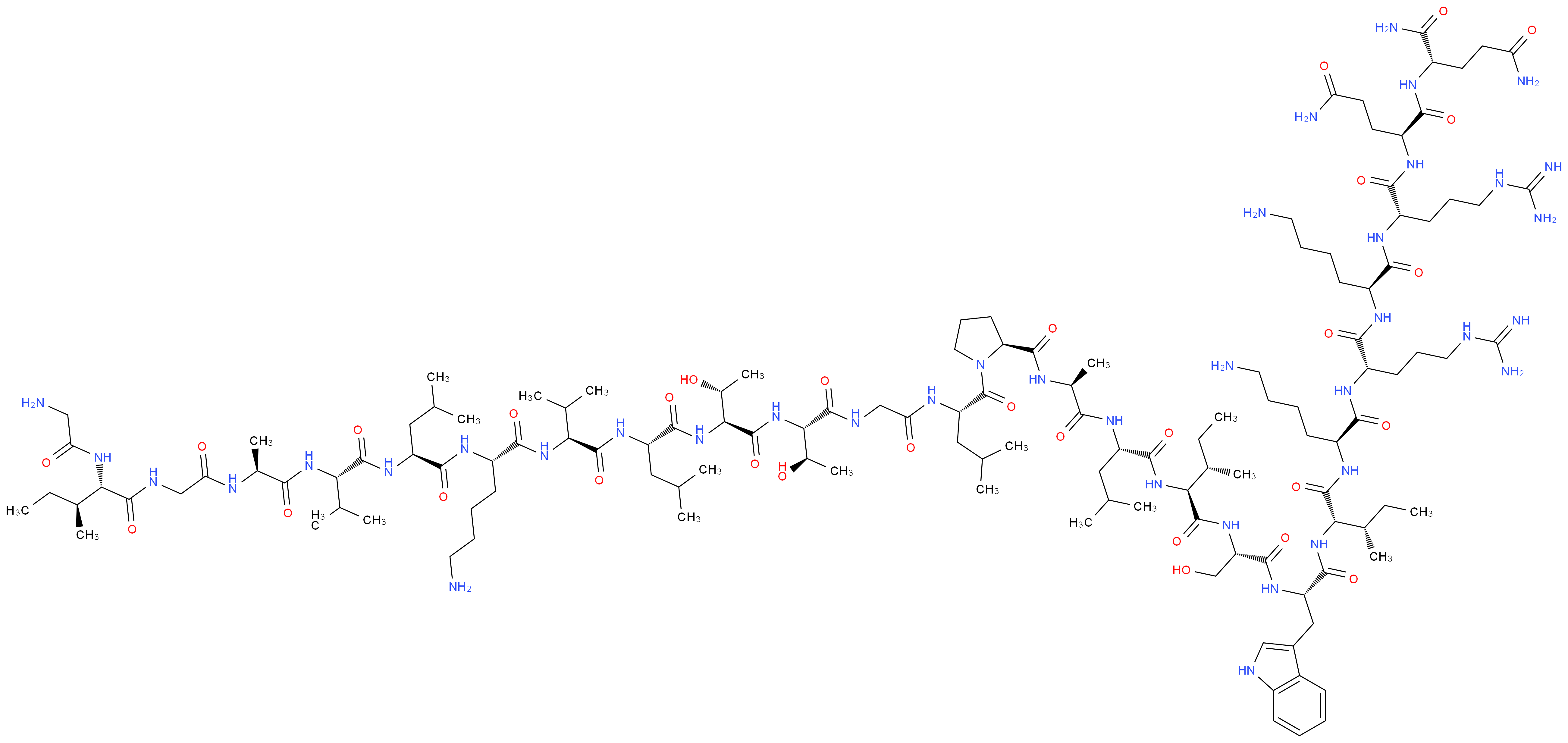 GIGAVLKVLTTGLPALISWIKRKRQQ-NH2 MELITTIN_分子结构_CAS_37231-28-0)