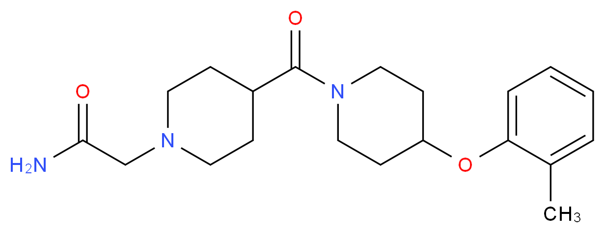 2-(4-{[4-(2-methylphenoxy)-1-piperidinyl]carbonyl}-1-piperidinyl)acetamide_分子结构_CAS_)