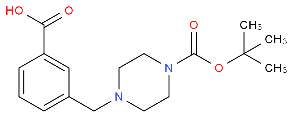 3-({4-[(tert-butoxy)carbonyl]piperazin-1-yl}methyl)benzoic acid_分子结构_CAS_500013-38-7