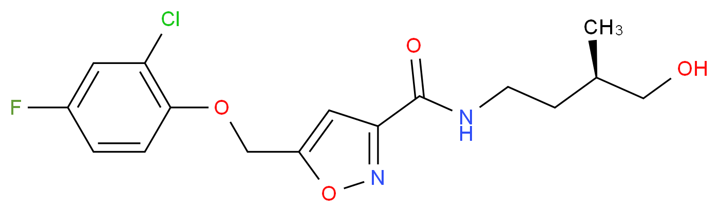 5-[(2-chloro-4-fluorophenoxy)methyl]-N-[(3R)-4-hydroxy-3-methylbutyl]isoxazole-3-carboxamide_分子结构_CAS_)