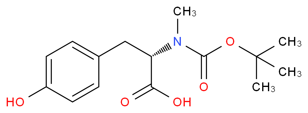(2S)-2-{[(tert-butoxy)carbonyl](methyl)amino}-3-(4-hydroxyphenyl)propanoic acid_分子结构_CAS_82038-34-4