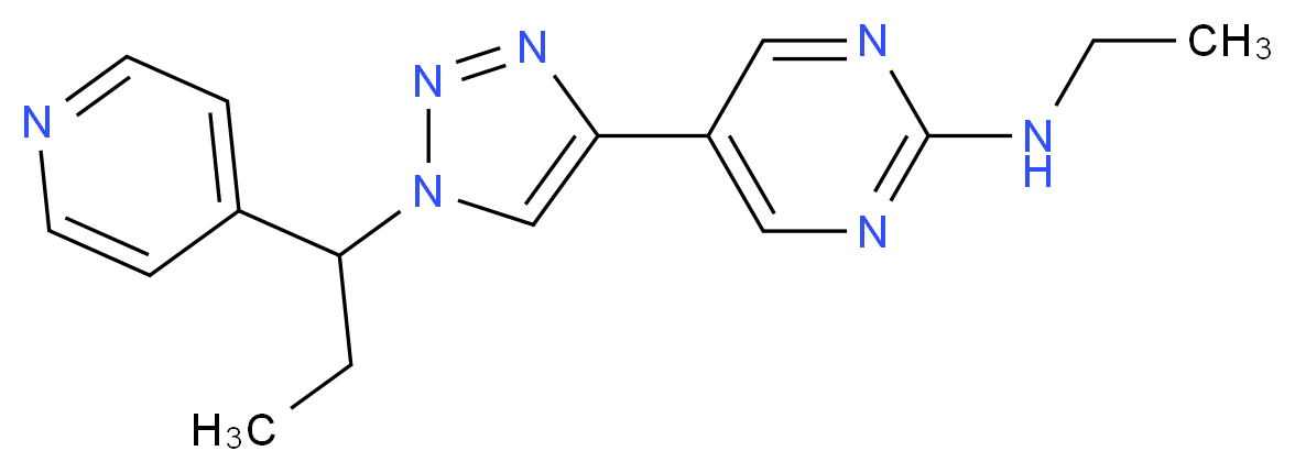 N-ethyl-5-[1-(1-pyridin-4-ylpropyl)-1H-1,2,3-triazol-4-yl]pyrimidin-2-amine_分子结构_CAS_)