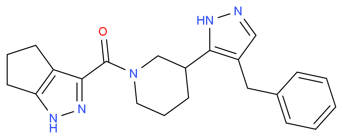 3-{[3-(4-benzyl-1H-pyrazol-5-yl)piperidin-1-yl]carbonyl}-1,4,5,6-tetrahydrocyclopenta[c]pyrazole_分子结构_CAS_)