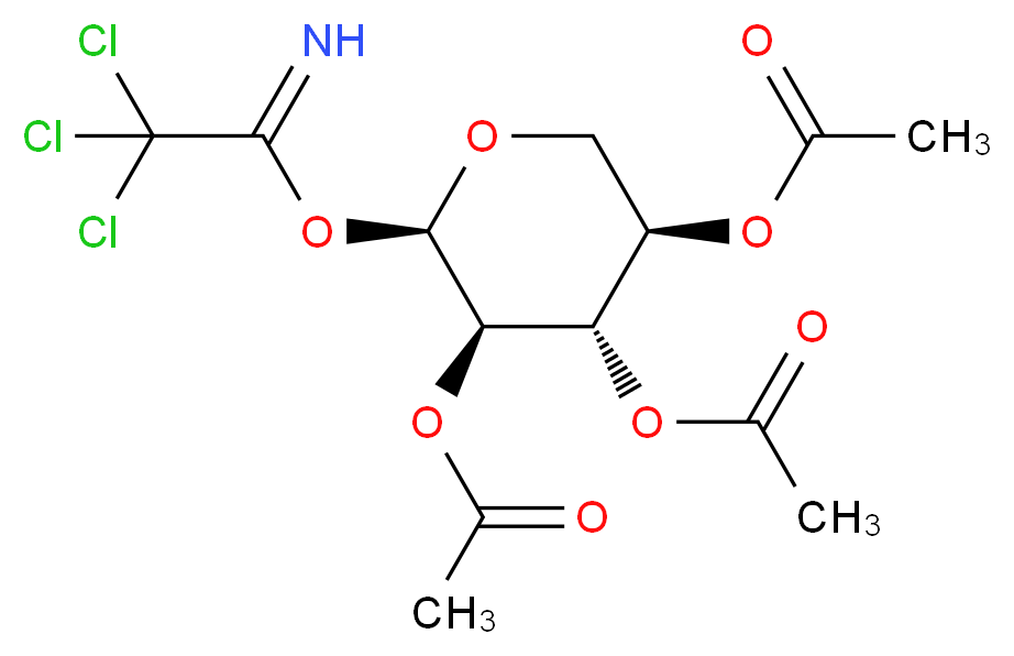 (2R,3R,4S,5R)-4,5-bis(acetyloxy)-2-[(trichloroethanimidoyl)oxy]oxan-3-yl acetate_分子结构_CAS_128376-91-0