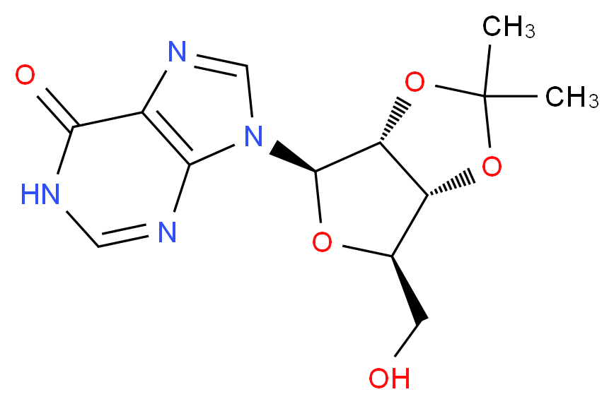 9-[(3aR,4R,6R,6aR)-6-(hydroxymethyl)-2,2-dimethyl-tetrahydro-2H-furo[3,4-d][1,3]dioxol-4-yl]-6,9-dihydro-1H-purin-6-one_分子结构_CAS_2140-11-6