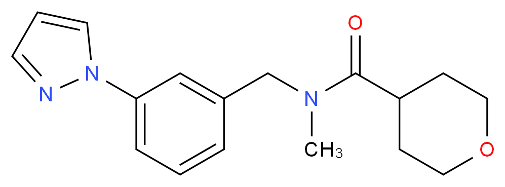 N-methyl-N-[3-(1H-pyrazol-1-yl)benzyl]tetrahydro-2H-pyran-4-carboxamide_分子结构_CAS_)