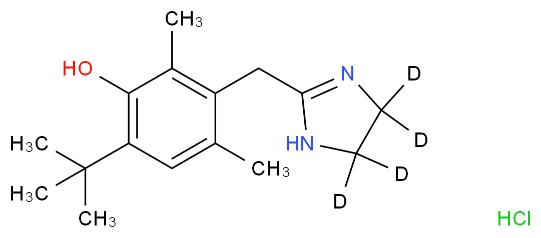 6-tert-butyl-3-[4,5-dihydro(4,4,5,5-<sup>2</sup>H<sub>4</sub>)-1H-imidazol-2-ylmethyl]-2,4-dimethylphenol hydrochloride_分子结构_CAS_1262053-60-0