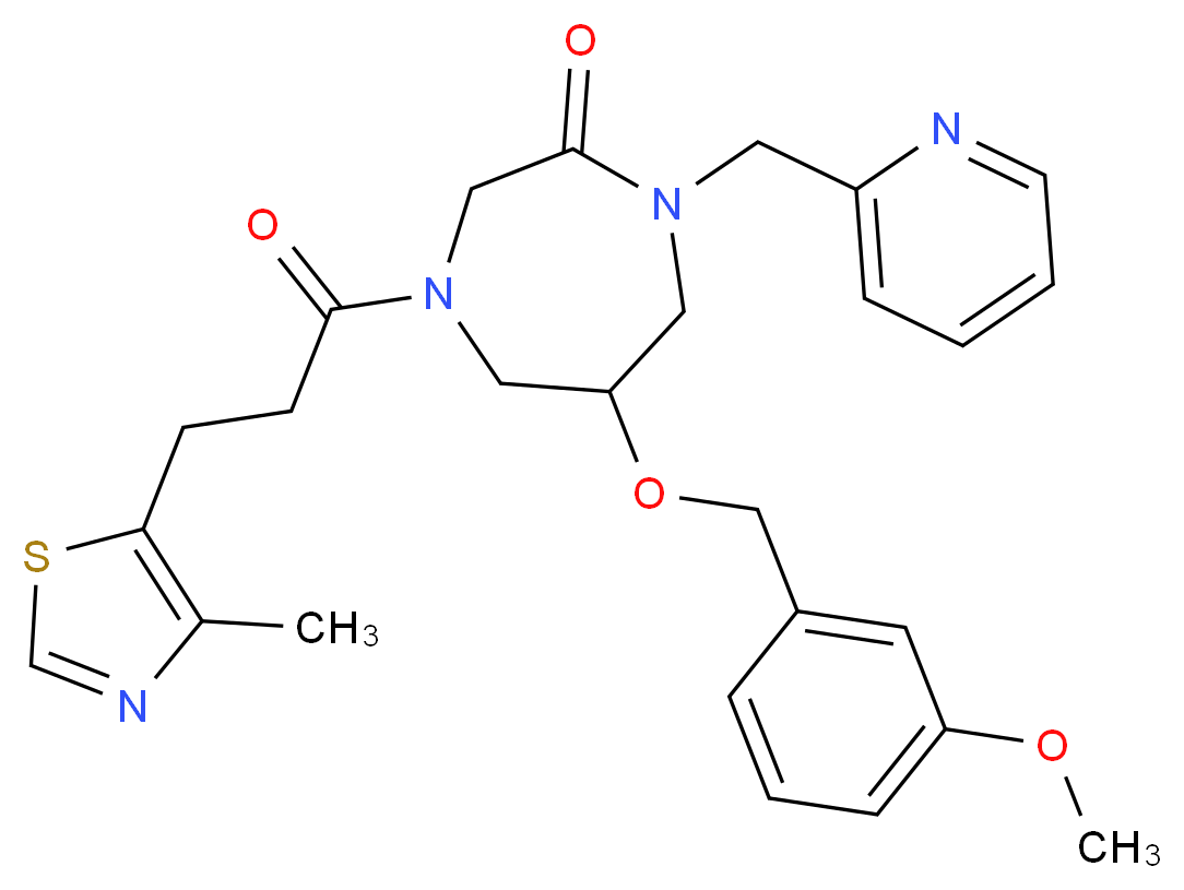 6-[(3-methoxybenzyl)oxy]-4-[3-(4-methyl-1,3-thiazol-5-yl)propanoyl]-1-(2-pyridinylmethyl)-1,4-diazepan-2-one_分子结构_CAS_)