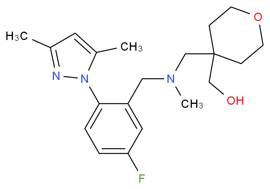 (4-{[[2-(3,5-dimethyl-1H-pyrazol-1-yl)-5-fluorobenzyl](methyl)amino]methyl}tetrahydro-2H-pyran-4-yl)methanol_分子结构_CAS_)