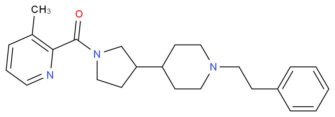 3-methyl-2-({3-[1-(2-phenylethyl)-4-piperidinyl]-1-pyrrolidinyl}carbonyl)pyridine_分子结构_CAS_)