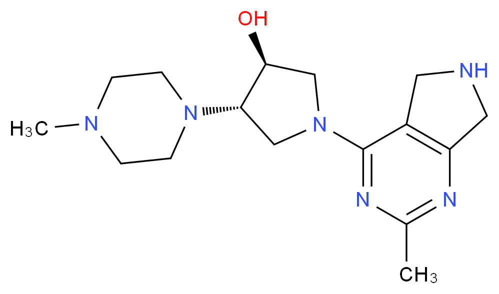 (3S*,4S*)-1-(2-methyl-6,7-dihydro-5H-pyrrolo[3,4-d]pyrimidin-4-yl)-4-(4-methyl-1-piperazinyl)-3-pyrrolidinol_分子结构_CAS_)