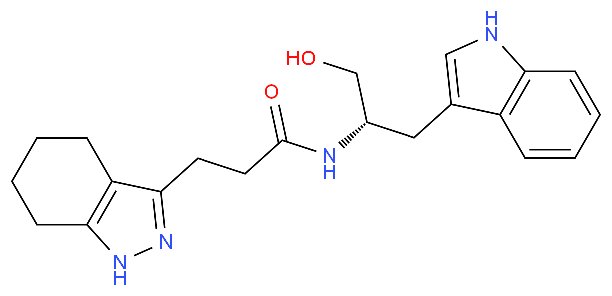 N-[(1S)-2-hydroxy-1-(1H-indol-3-ylmethyl)ethyl]-3-(4,5,6,7-tetrahydro-1H-indazol-3-yl)propanamide_分子结构_CAS_)
