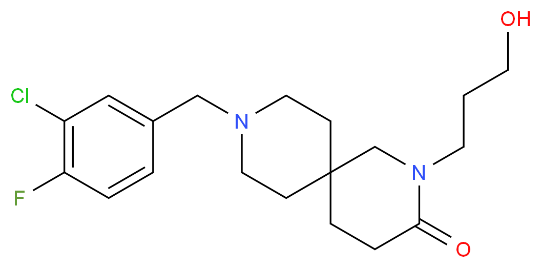 9-(3-chloro-4-fluorobenzyl)-2-(3-hydroxypropyl)-2,9-diazaspiro[5.5]undecan-3-one_分子结构_CAS_)
