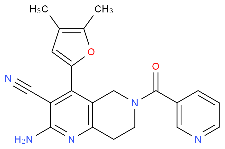 2-amino-4-(4,5-dimethyl-2-furyl)-6-(3-pyridinylcarbonyl)-5,6,7,8-tetrahydro-1,6-naphthyridine-3-carbonitrile_分子结构_CAS_)