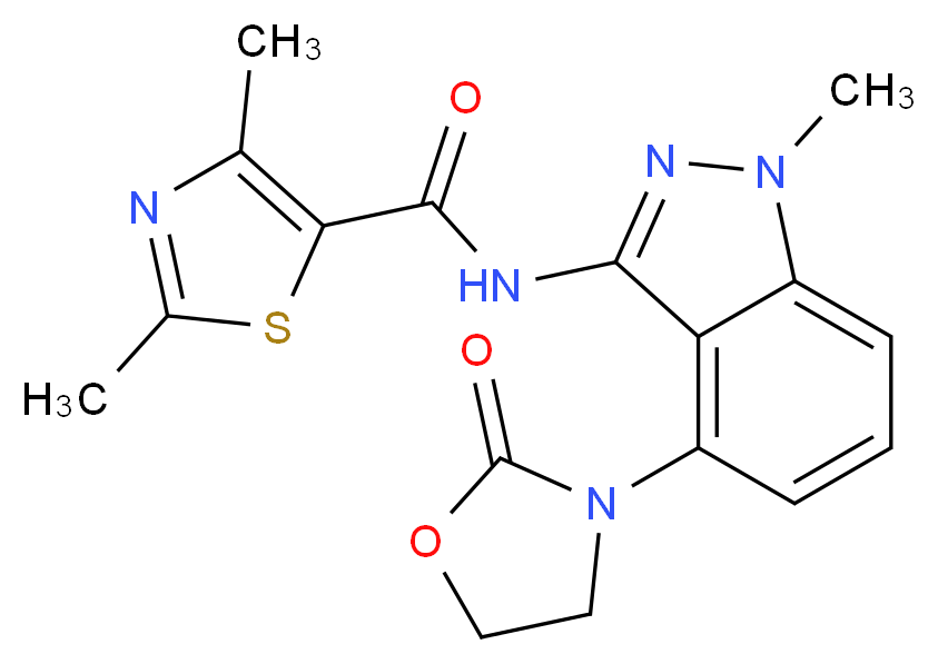 2,4-dimethyl-N-[1-methyl-4-(2-oxo-1,3-oxazolidin-3-yl)-1H-indazol-3-yl]-1,3-thiazole-5-carboxamide_分子结构_CAS_)