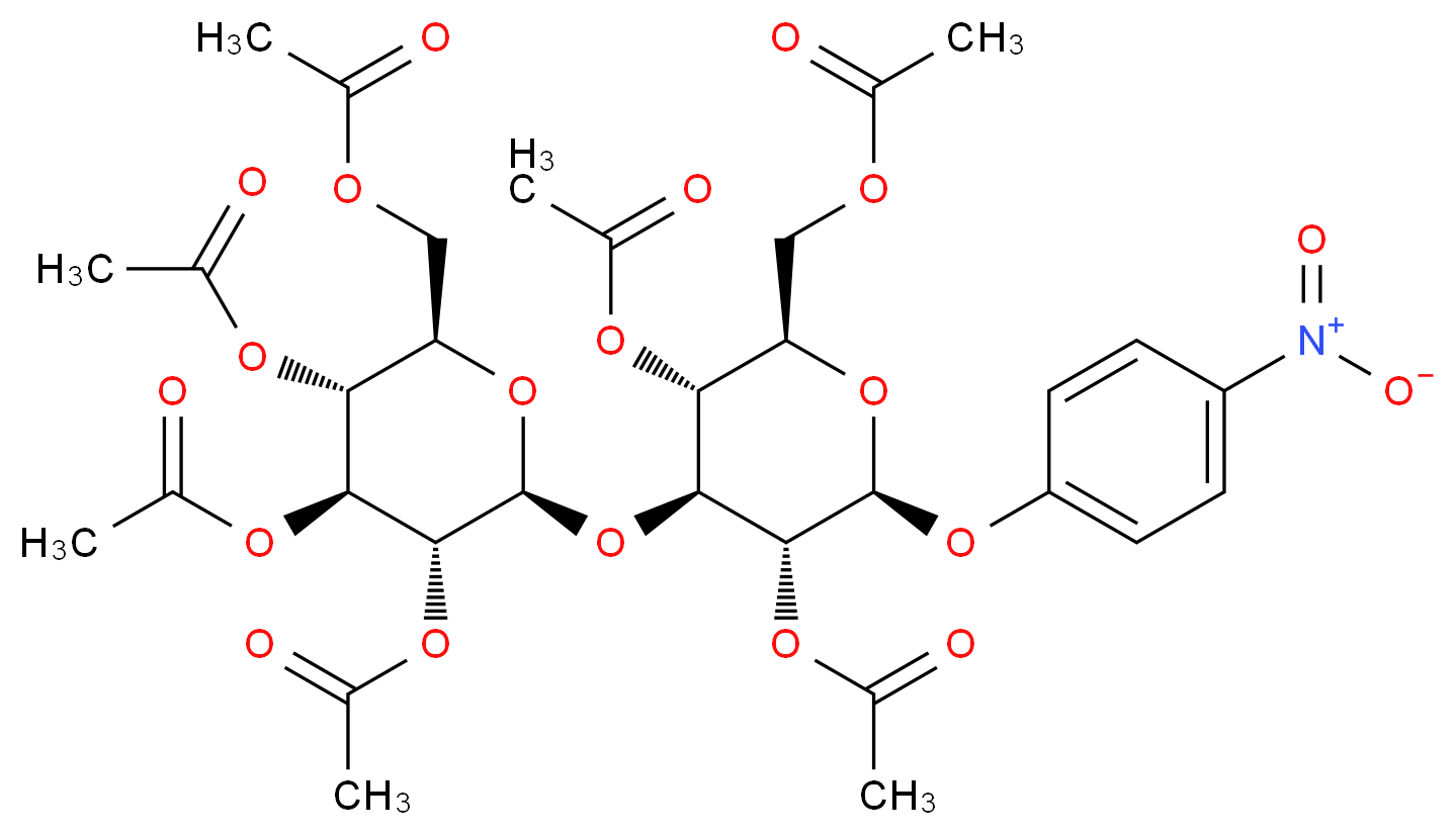 [(2R,3R,4S,5R,6S)-3,4,5-tris(acetyloxy)-6-{[(2R,3R,4S,5R,6S)-3,5-bis(acetyloxy)-2-[(acetyloxy)methyl]-6-(4-nitrophenoxy)oxan-4-yl]oxy}oxan-2-yl]methyl acetate_分子结构_CAS_195715-98-1