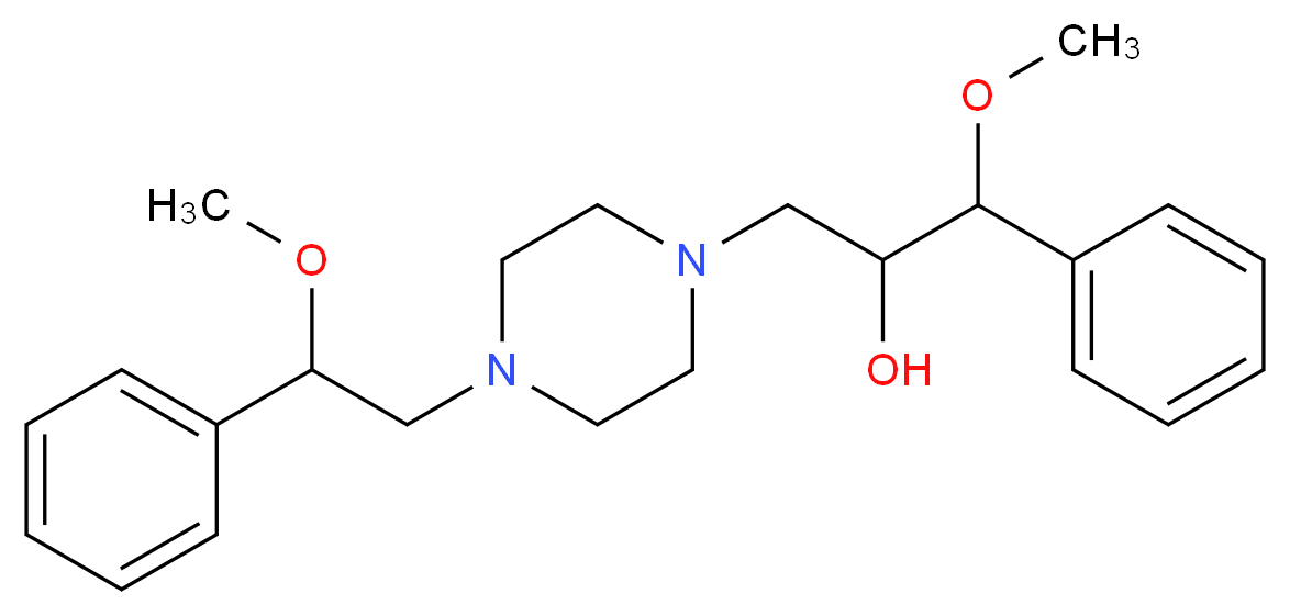 1-methoxy-3-[4-(2-methoxy-2-phenylethyl)piperazin-1-yl]-1-phenylpropan-2-ol_分子结构_CAS_34758-83-3