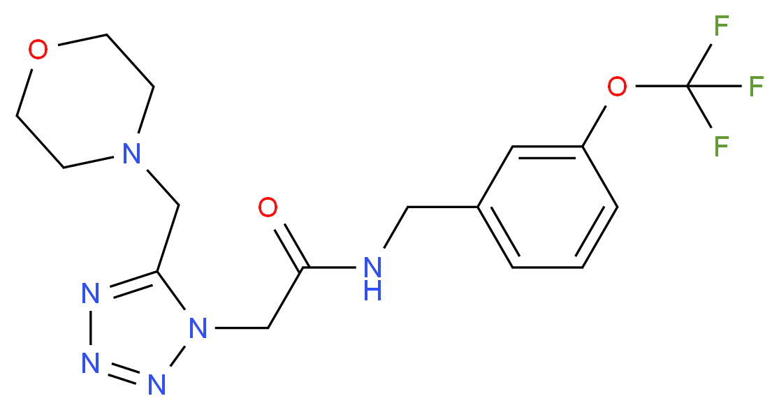 2-[5-(4-morpholinylmethyl)-1H-tetrazol-1-yl]-N-[3-(trifluoromethoxy)benzyl]acetamide_分子结构_CAS_)