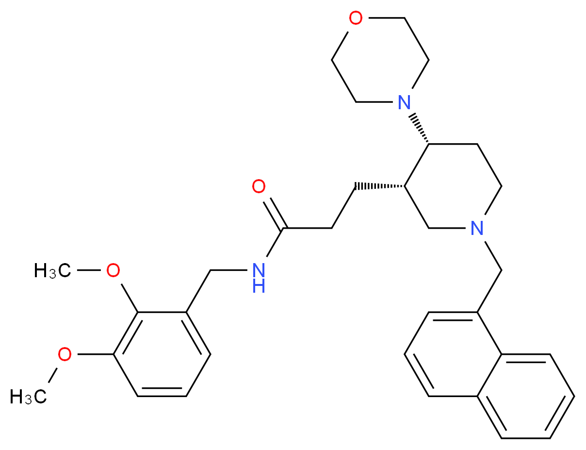 N-(2,3-dimethoxybenzyl)-3-[(3S*,4R*)-4-(4-morpholinyl)-1-(1-naphthylmethyl)-3-piperidinyl]propanamide_分子结构_CAS_)